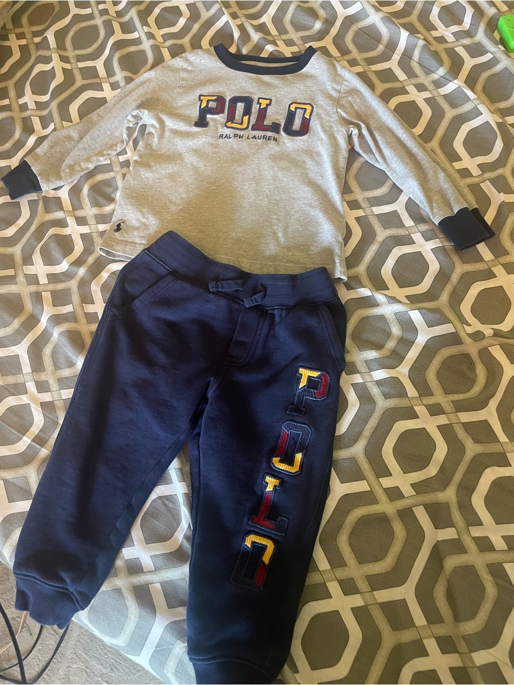 Polo by Ralph Lauren Navy & Gray Kids Sweatshirt and Joggers Set